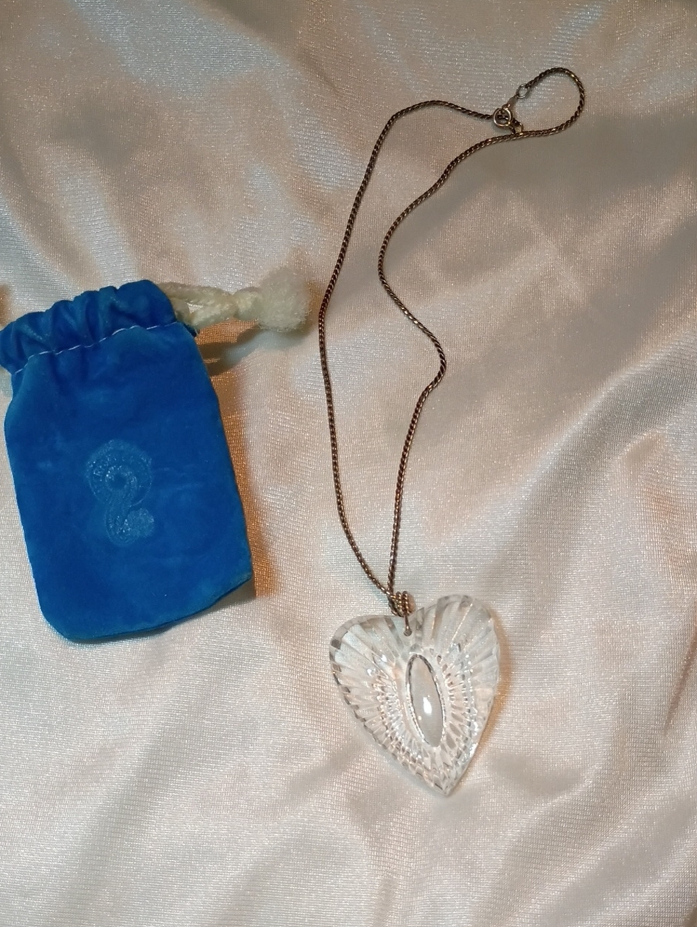Waterford Heart Crystal Pendant Necklace with Silver Chain